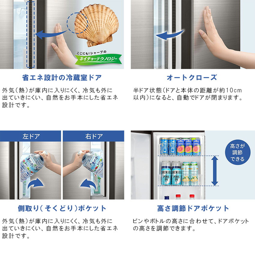 楽天市場】SHARP シャープ 冷蔵庫 大型 両開き プラズマクラスター