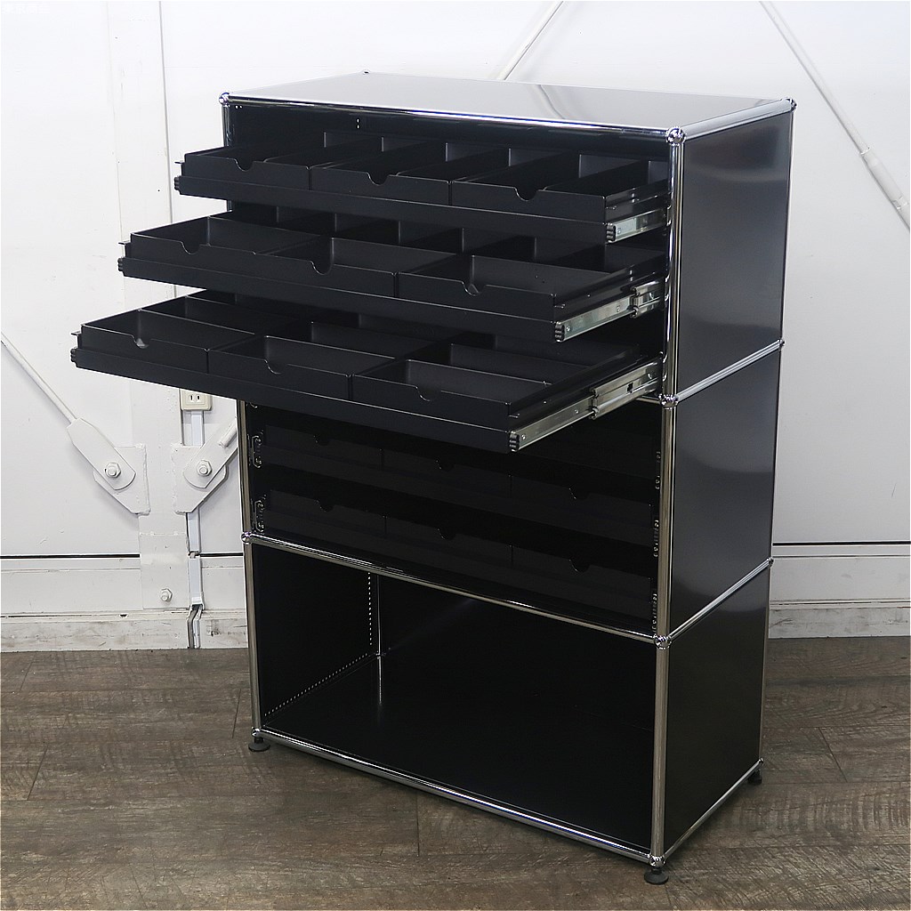 楽天市場】USMハラー 部品等小物収納ラック 3段1列 ブラック : 東京