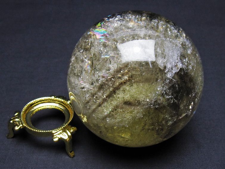 楽天市場】シトリン 丸玉 虹入り 74mm 台座付属 シトリンクォーツ