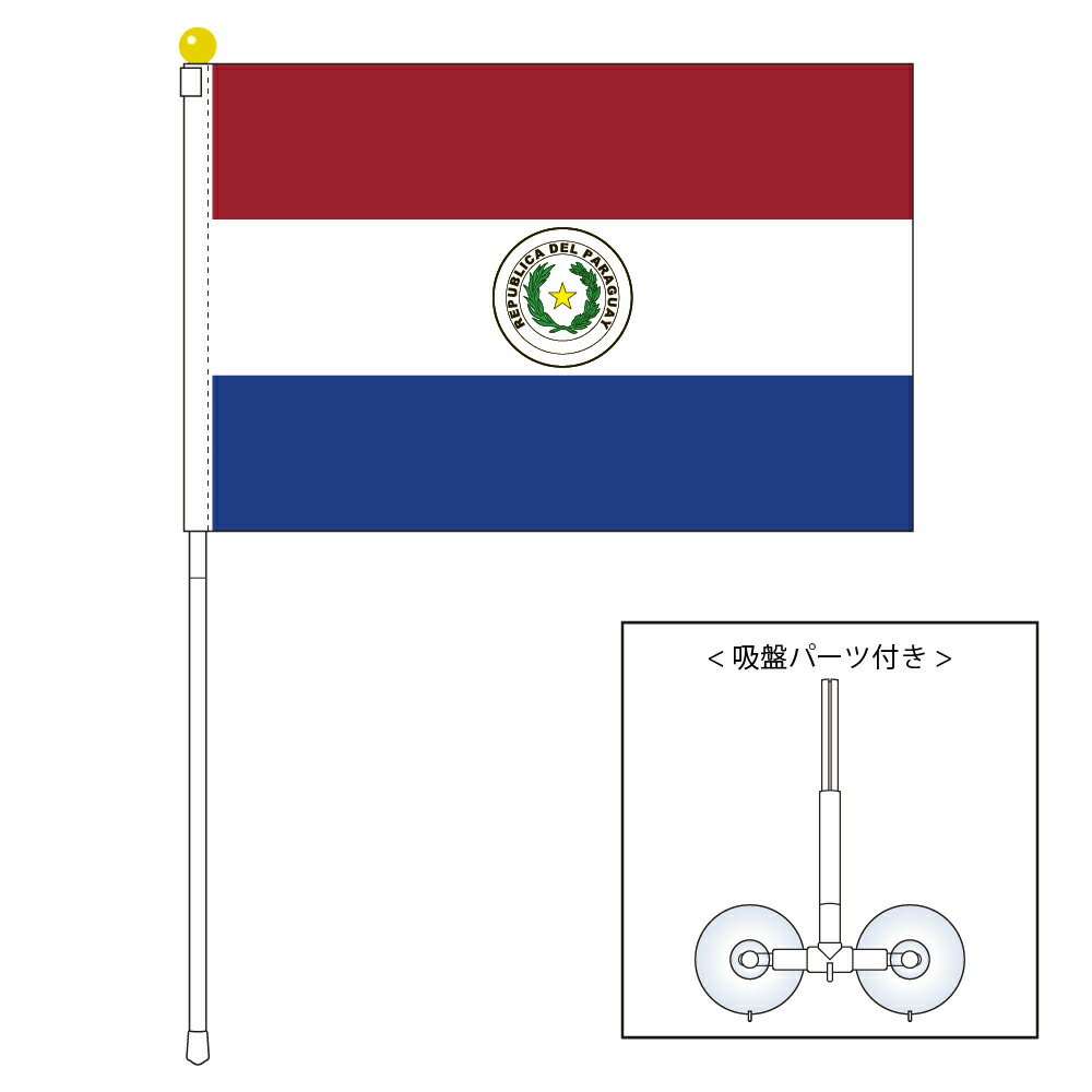 楽天市場】TOSPA パラグアイ 国旗 ポータブルフラッグ 吸盤付きセット