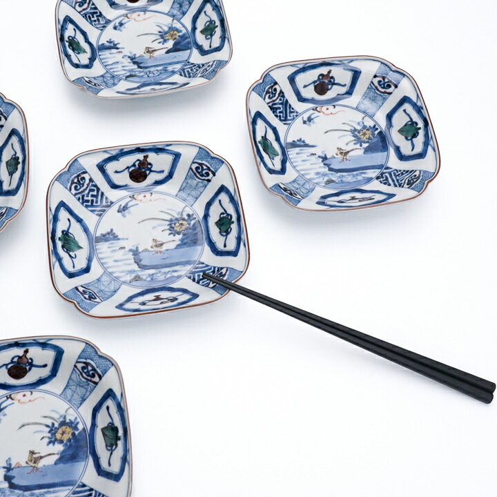 楽天市場】九谷焼 四方皿揃 染色桃花花鳥文/山本長左 【宮内庁御用窯