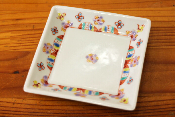 楽天市場】九谷焼 四角小皿 お花畑/銀舟窯＜和食器 皿 取皿 人気
