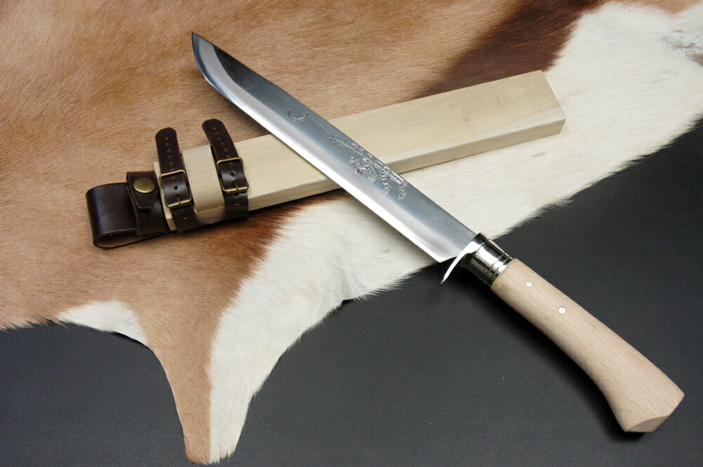 楽天市場】【受注生産】豊国作 土州剣鉈 洋樫柄 木鞘皮バンド / 彫刻