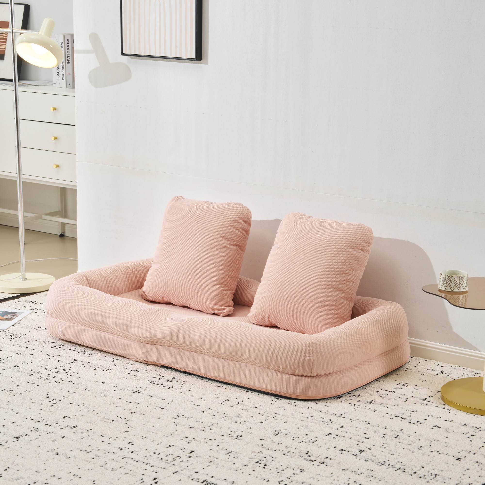 アイボリー】ソファー ソファーベッド 座椅子 6段調整可能 1人掛け 枕付き