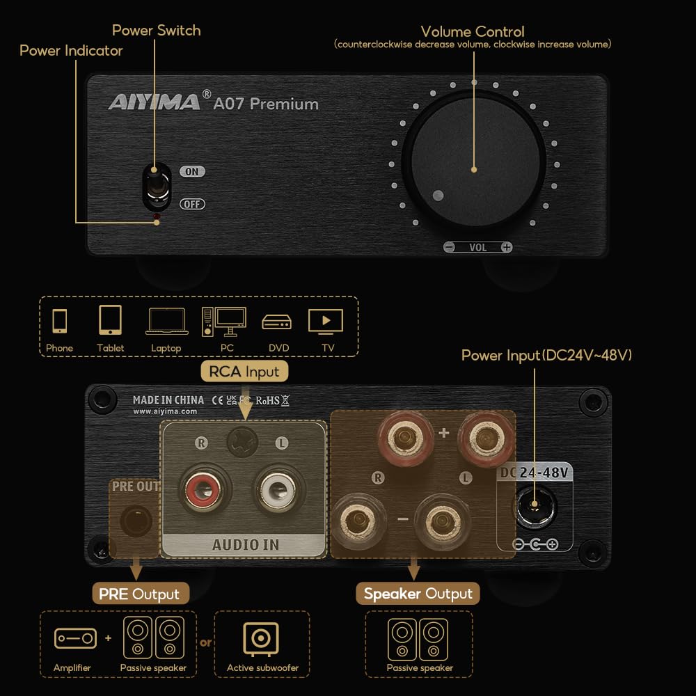 楽天市場】【送料無料】AIYIMA A07 Premium TPA3255 パワーアンプ