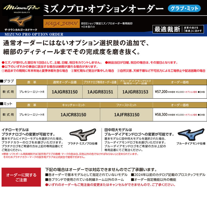 楽天市場】＜受注生産＞ミズノ（MIZUNO） 軟式用オーダーグラブ