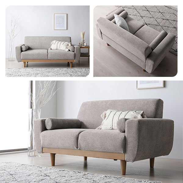 楽天市場】ソファ 2人掛け 単品 グレージュ 天然木 木脚 脚付き 着脱可