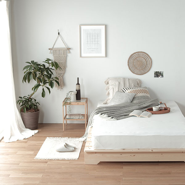 楽天市場】ベッド 約幅140cm ダブル ナチュラル ベッドフレームのみ