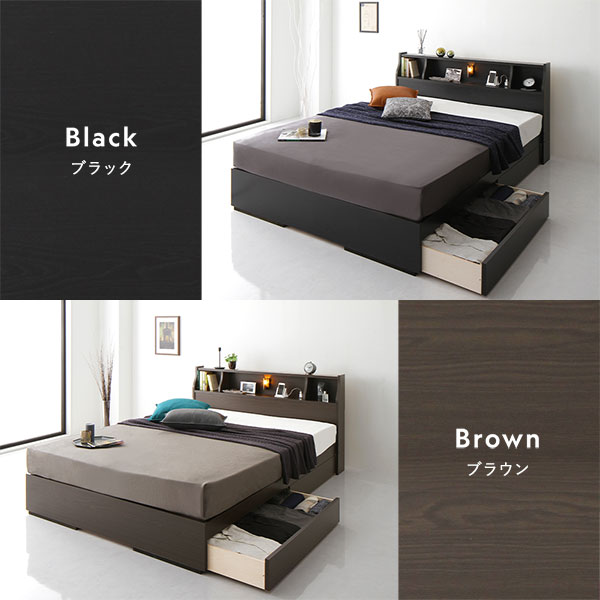 楽天市場】ヘッドボード付き 2段棚 収納ベッド シングルサイズ ベッド