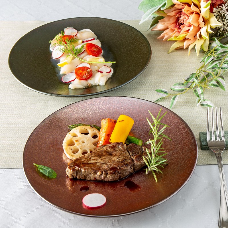 楽天市場】クリスタル 22cm プレート ブルー レッド ディナー皿