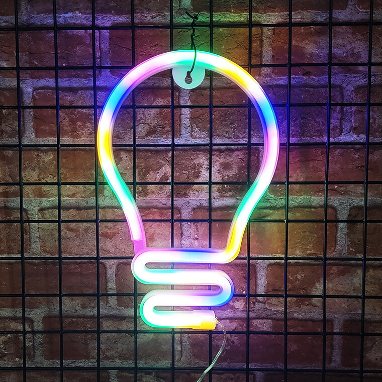楽天市場】LED ネオンサイン ランプ 電球 ライト USB 電池 2way電源