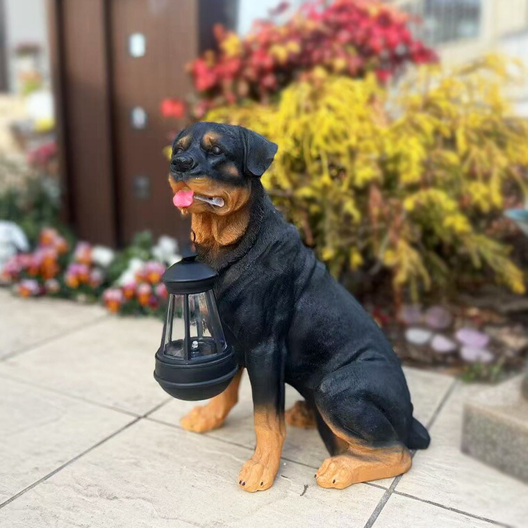 楽天市場】犬 ロットワイラー ランタン ガーデン オブジェ