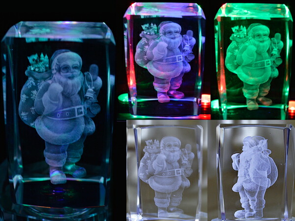 楽天市場】クリスタル 置物 3D オブジェ サンタクロース クリスマス