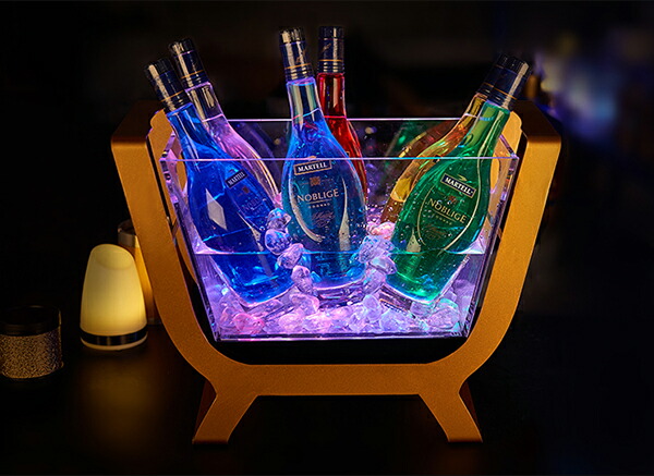 楽天市場】光る ワインクーラー 大型 長方形 台座付き マルチカラー