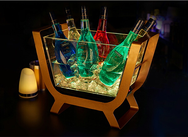 楽天市場】光る ワインクーラー 大型 長方形 台座付き マルチカラー