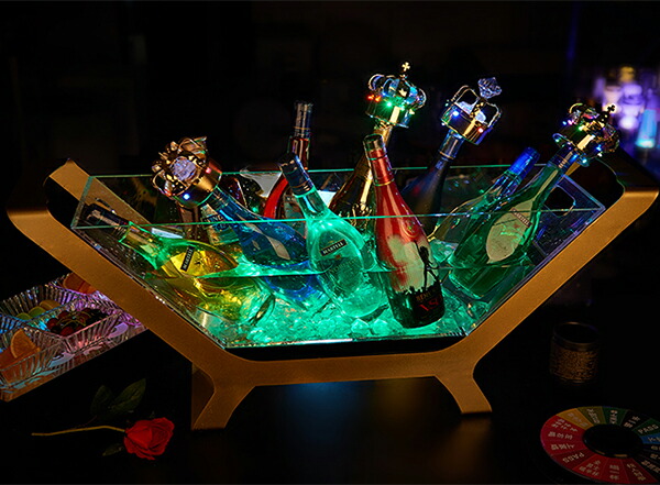 楽天市場】光る ワインクーラー 大型 舟形 台座付き マルチカラー 充電