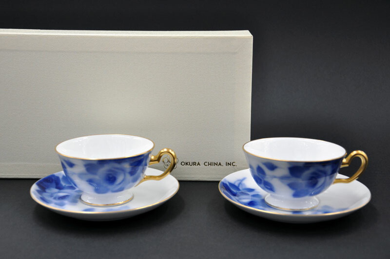 楽天市場】【送料無料】大倉陶園 ブルーローズ(8011)碗皿ペアセット