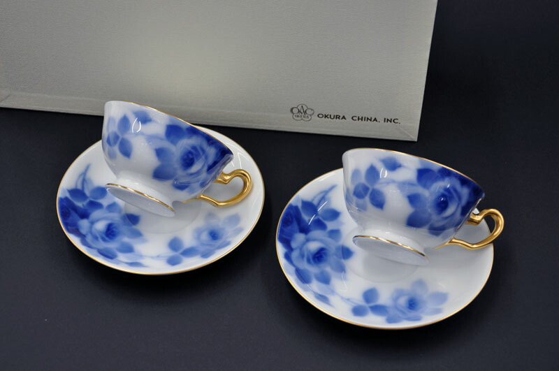 楽天市場】【送料無料】大倉陶園 ブルーローズ(8011)碗皿ペアセット