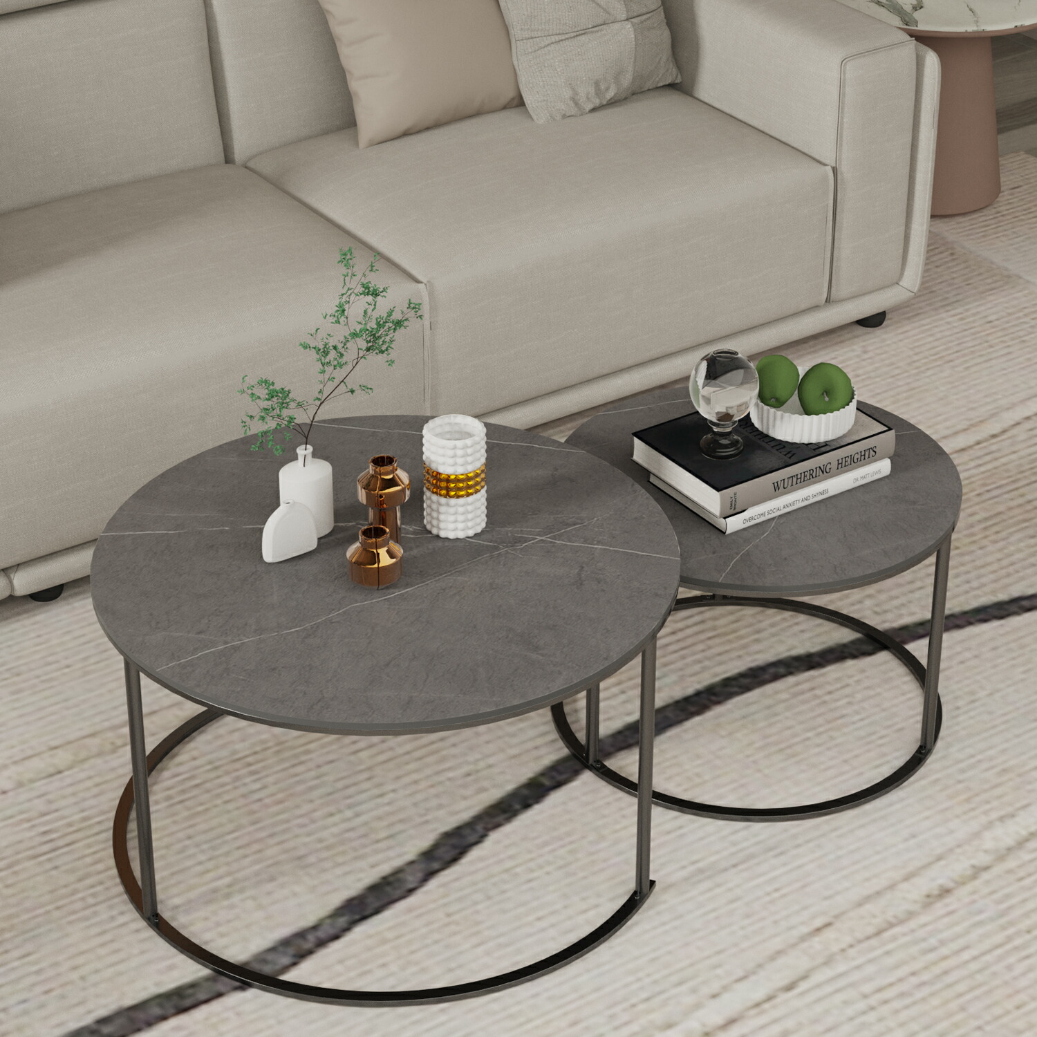 楽天市場】【2個セット】UNHO ネストテーブル センターテーブル 大理石