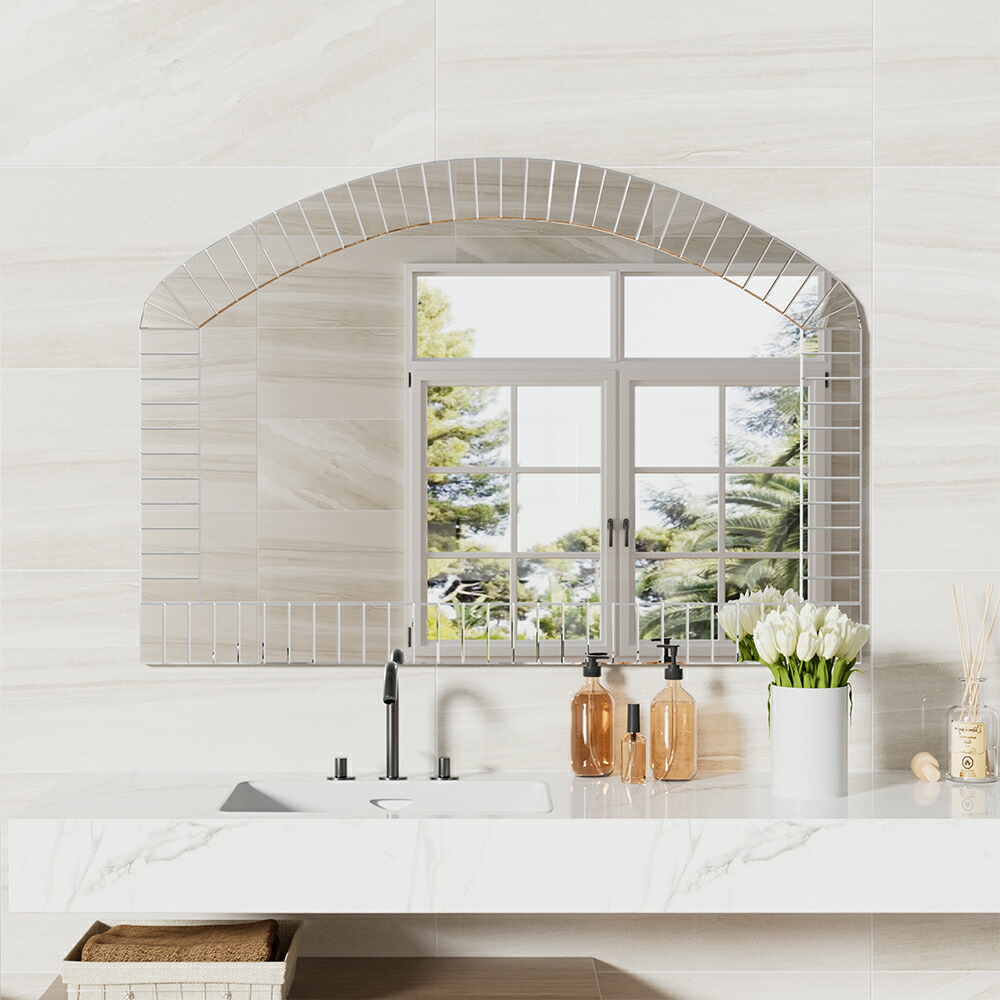 楽天市場】UNHO 鏡 壁掛け ウォールミラー アーチ型 壁掛けミラー 洗面