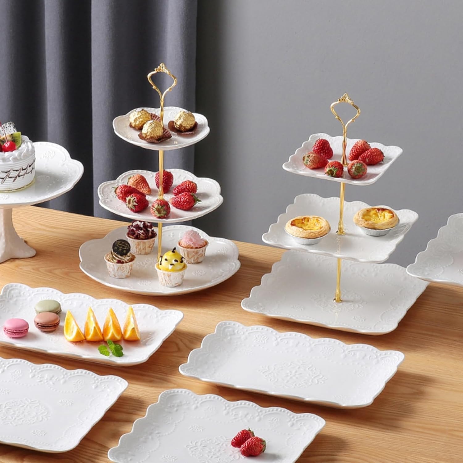 楽天市場】ケーキスタンド 2段 3段 セラミック おしゃれ 花柄