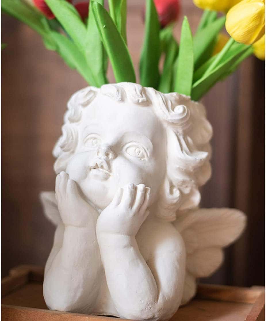 楽天市場】かわいい 天使 置物 置物 ガーデンエンジェル 彫刻 フラワー