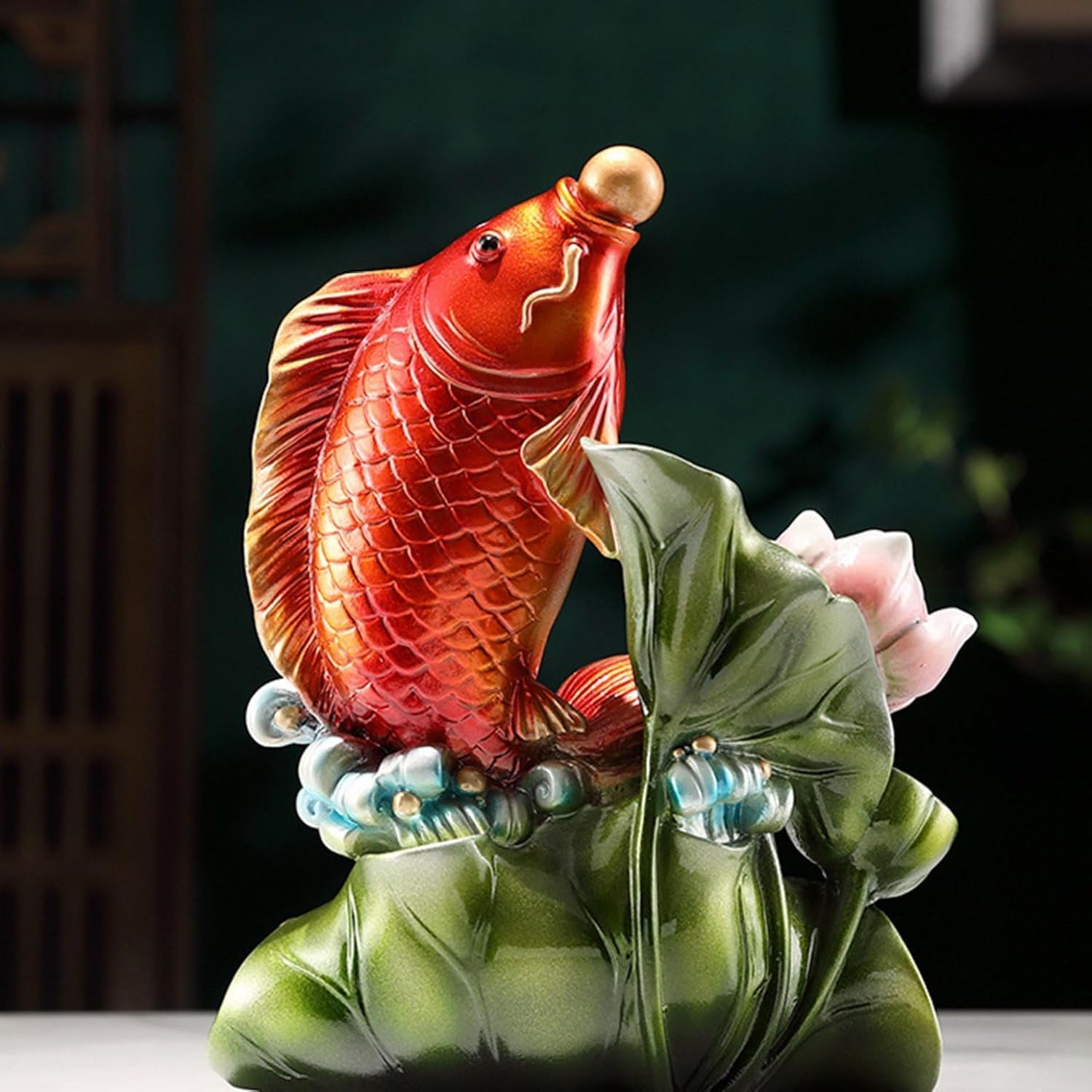 楽天市場】風水 鯉 置物 蓮華 樹脂製 金運アップ 開運 商売繁盛 玄関