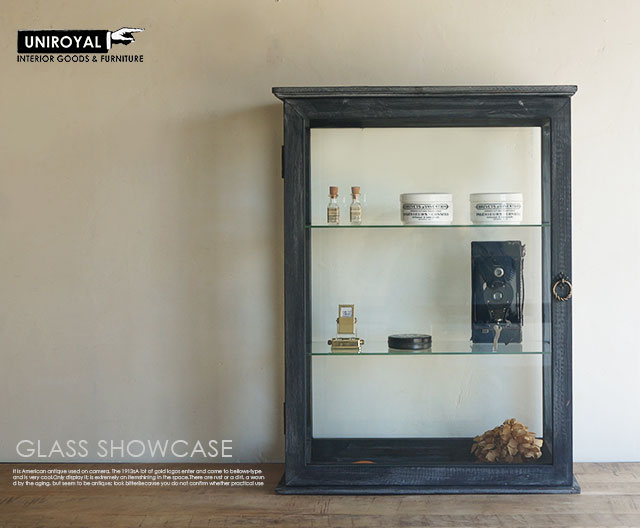 楽天市場】【送料無料】ウッドガラスショーケース/ブラック/北欧レトロ