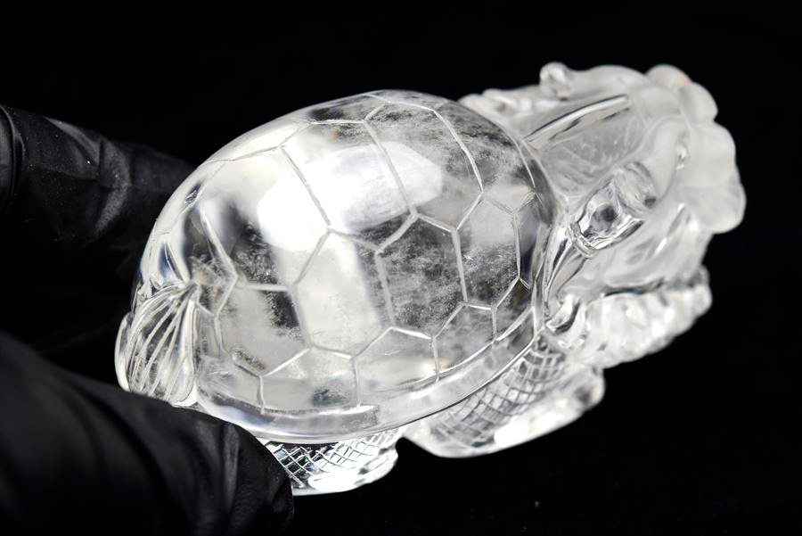 楽天市場】◇正財運◇ 天然 水晶 龍亀 ロングイ彫刻 置物【約298.4g