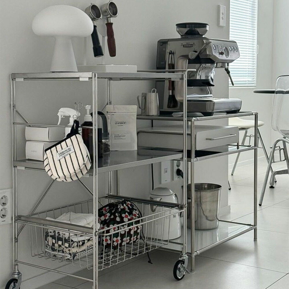 楽天市場】O'gre オグレ フラットステンレス3段トロリー 韓国