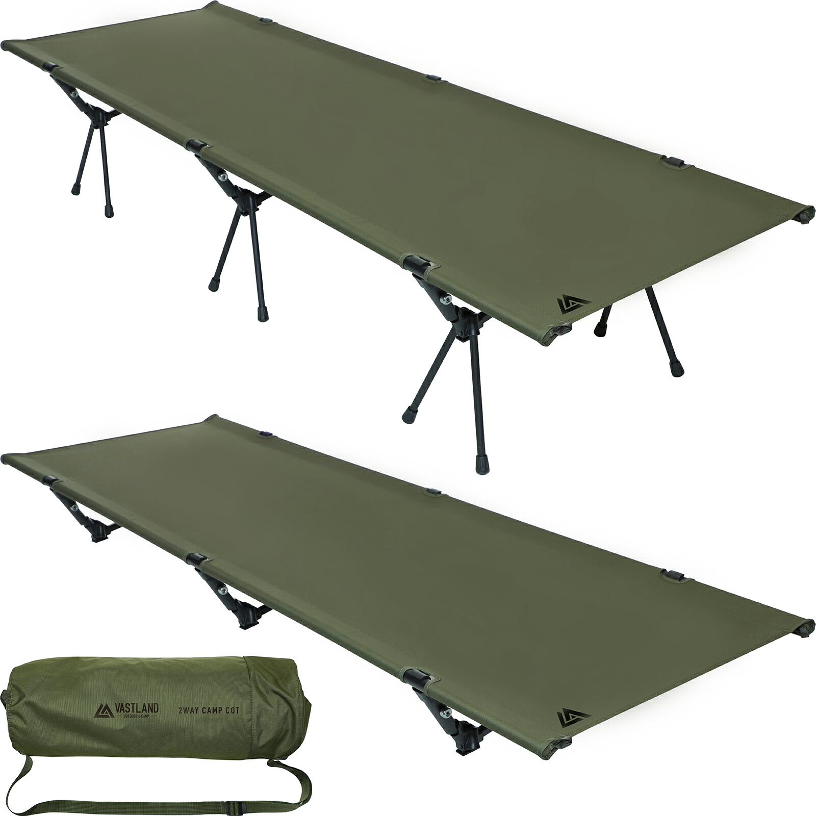 楽天市場】VASTLAND 2WAY キャンプコット 耐荷重150kg アップグレード