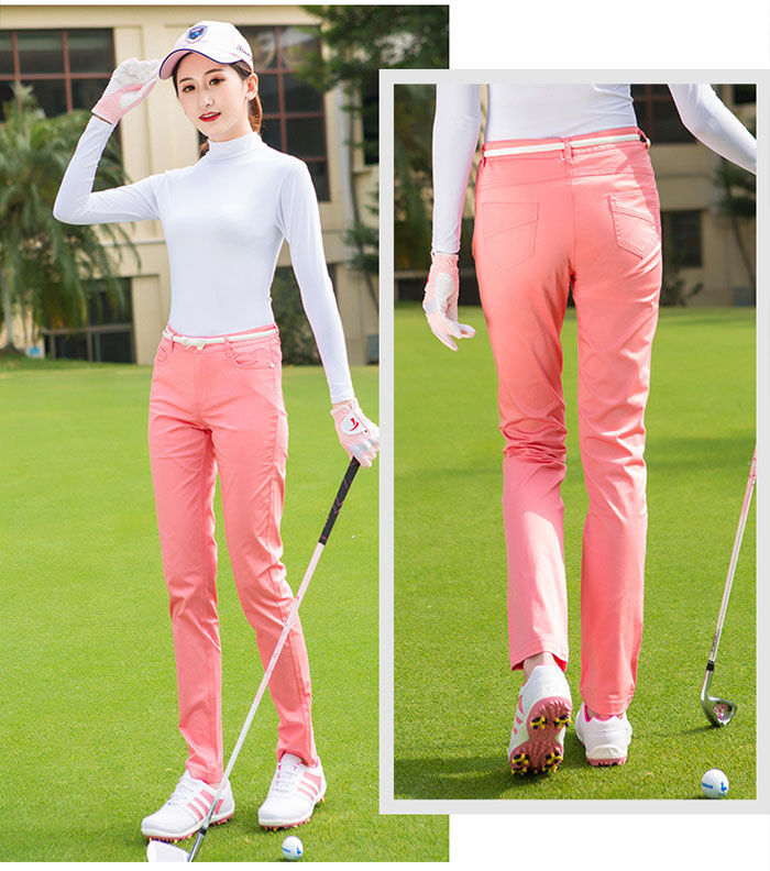 楽天市場】ゴルフウェア ゴルフパンツ 無地 ロング 痩せ レディース