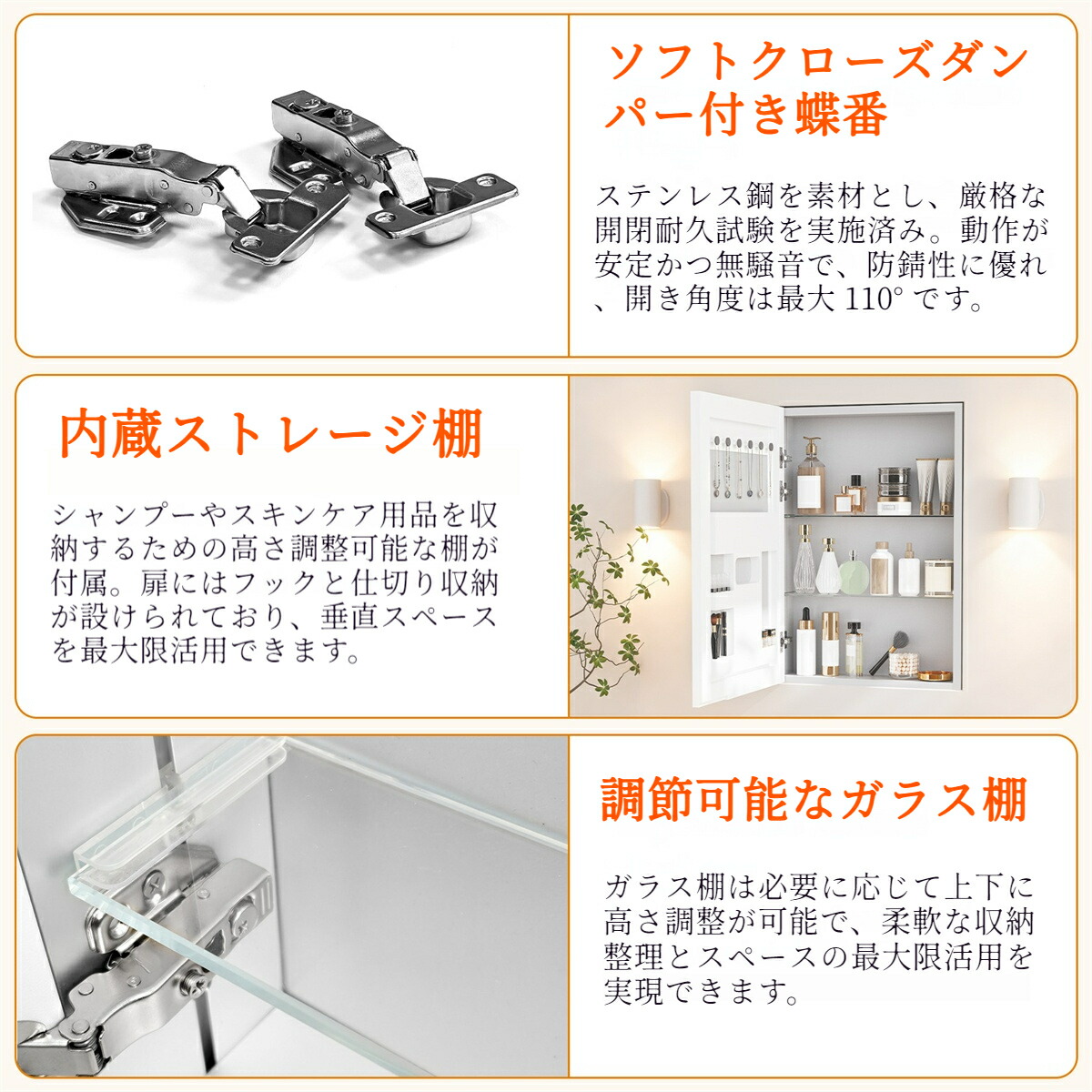 楽天市場】LUVODI ミラーキャビネット 洗面 幅50×高さ70×奥行12cm