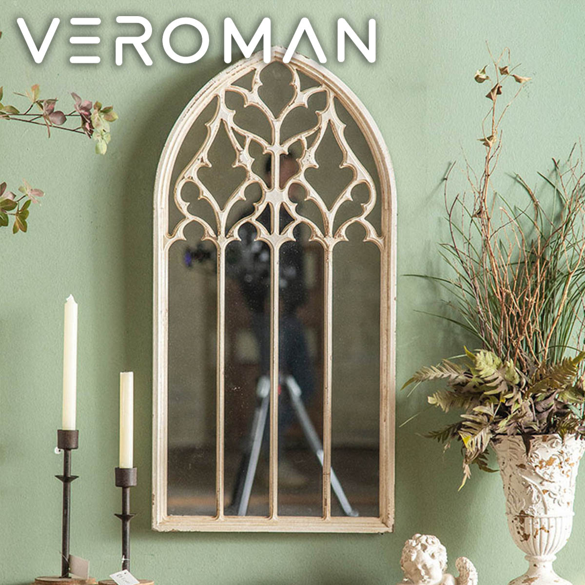 楽天市場】VeroMan ゴシックアーチ型ミラー 壁掛け装飾で空間を軽やか