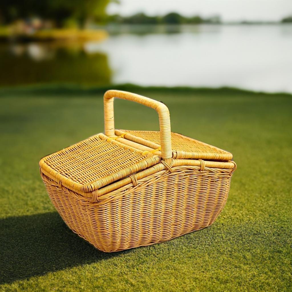 楽天市場】スクエア形 ピクニックかご ピクニックバスケット かご