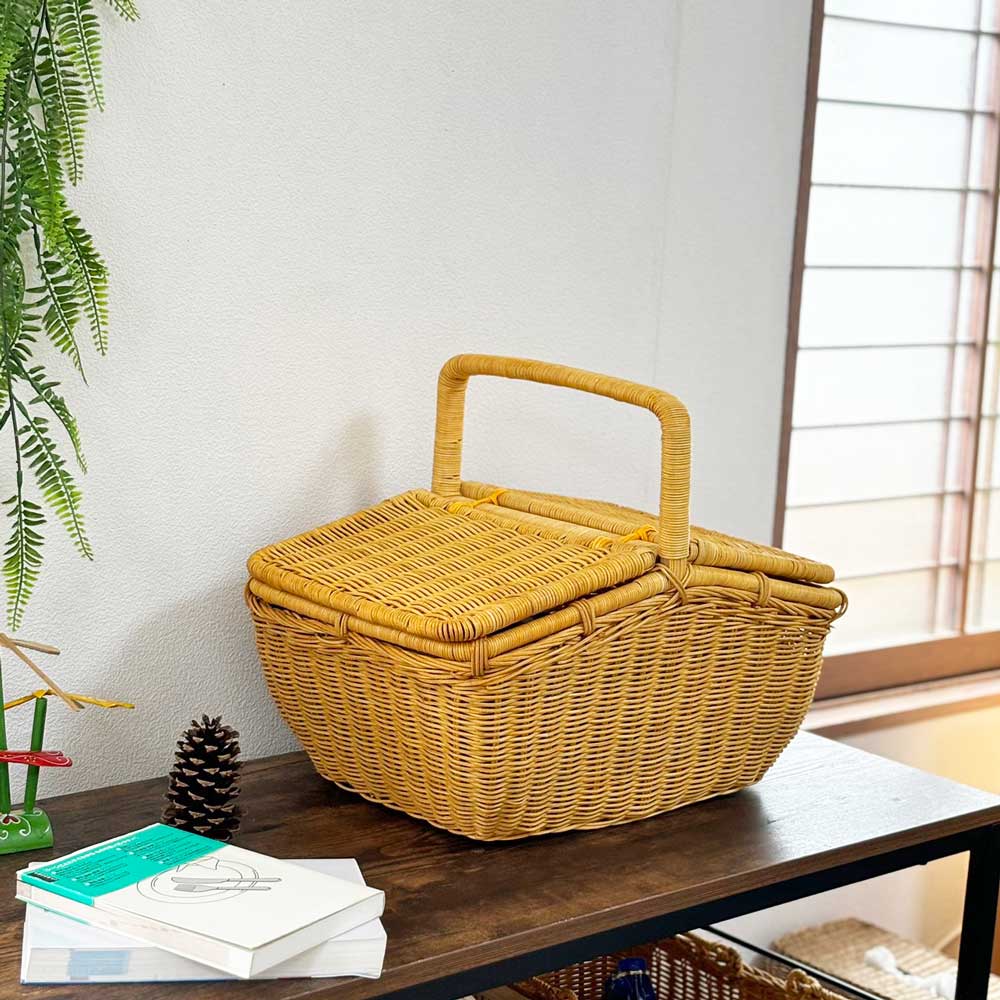 楽天市場】スクエア形 ピクニックかご ピクニックバスケット かご