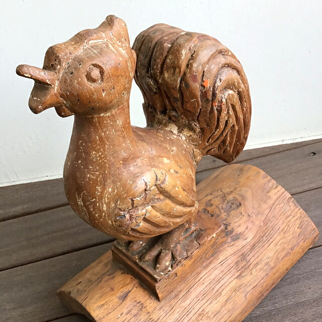 楽天市場】木彫り 置物 鶏 にわとり 鳥 酉 ニワトリ チーク無垢 一刀彫