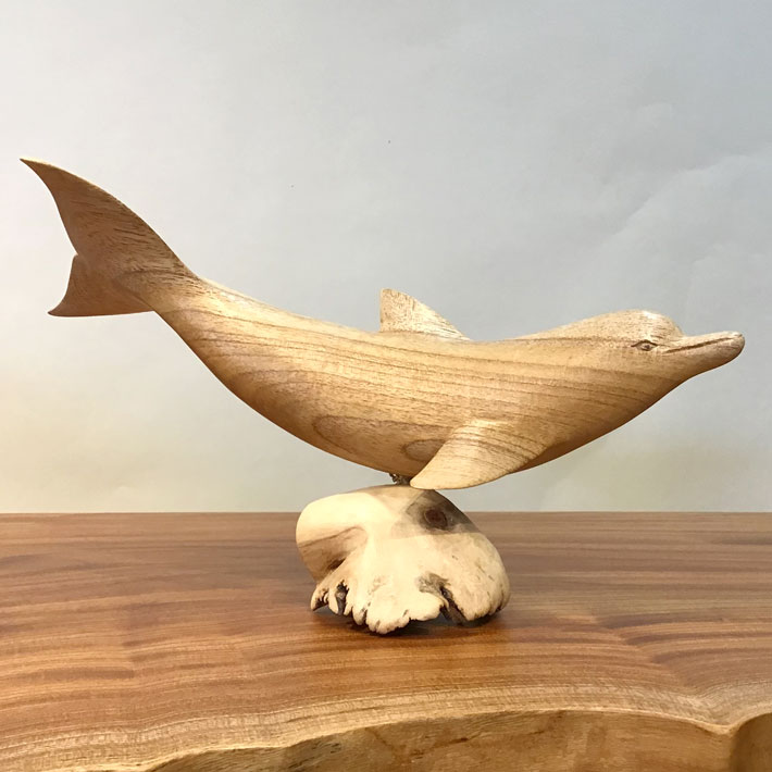 楽天市場】イルカ いるか 海豚 木彫り 魚 置物 イルカ マリン雑貨