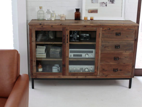 英国アンティーク木製キッチンキャビネット/食器棚/飾り棚サイドボード