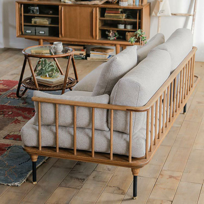 楽天市場】ソファ 3P ローソファ オーク材 ナチュラル 北欧 格子 木製