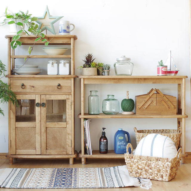 楽天市場】木製シェルフ 木製 バーチ材 ディスプレイラック 天然木