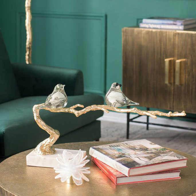 楽天市場】ガラスの置物 オブジェ 小鳥 鳥モチーフ 大理石 ガラス製