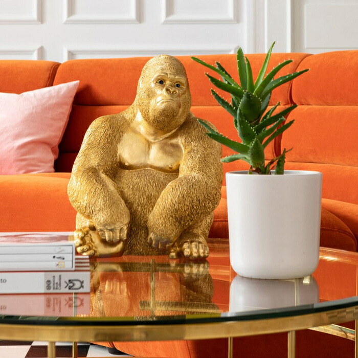 楽天市場】ゴリラ gorilla 置物 オブジェ ゴールド 金色 金 リアル