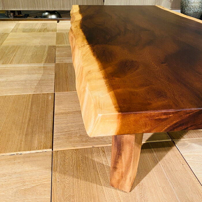 楽天市場】一枚板テーブル 一枚板 座卓 モンキーポッド無垢 センター