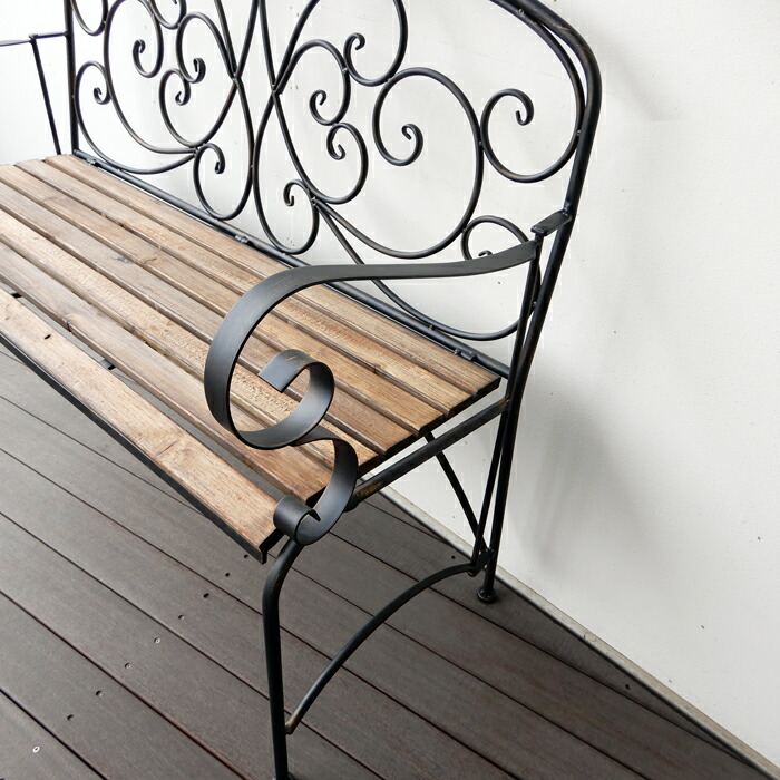 楽天市場】ベンチ ガーデンベンチ アイアン ウッド アンティーク調