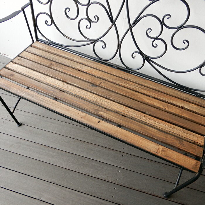 楽天市場】ベンチ ガーデンベンチ アイアン ウッド アンティーク調