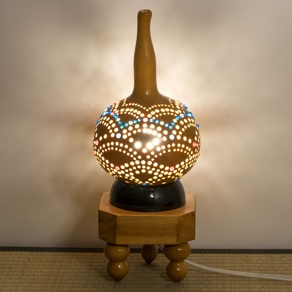 楽天市場】上州瓢箪 行灯 ランプシェード11 青海波ビーズ装飾