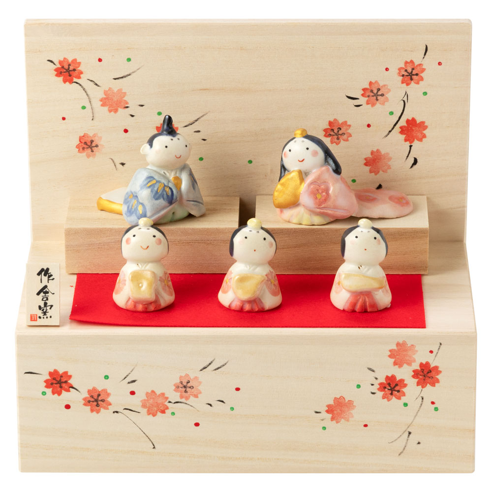 楽天市場】五人雛木箱飾り (HK886) 木箱入り スタジオRR 瀬戸焼 手軽に
