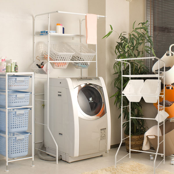 楽天市場】日本製 バスケット付き ランドリーラック 洗濯機ラック NJ