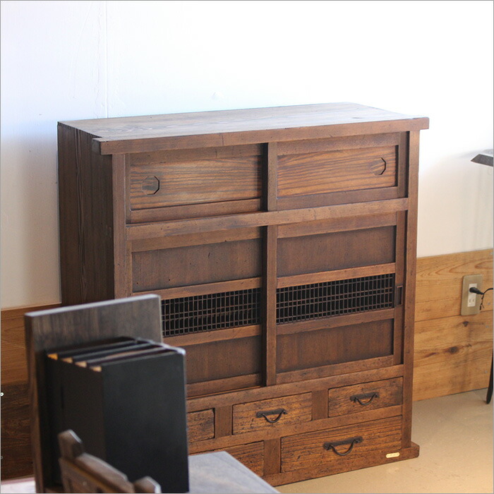 楽天市場】和風 キャビネット 薄型 アンティーク 収納棚 飾り棚 サイド